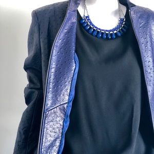 Danier Jackets & Coats - Danier Navy Blue embossed Leather Jacket Danier Jackets & Coats - Danier Navy Blue embossed Leather Jacket